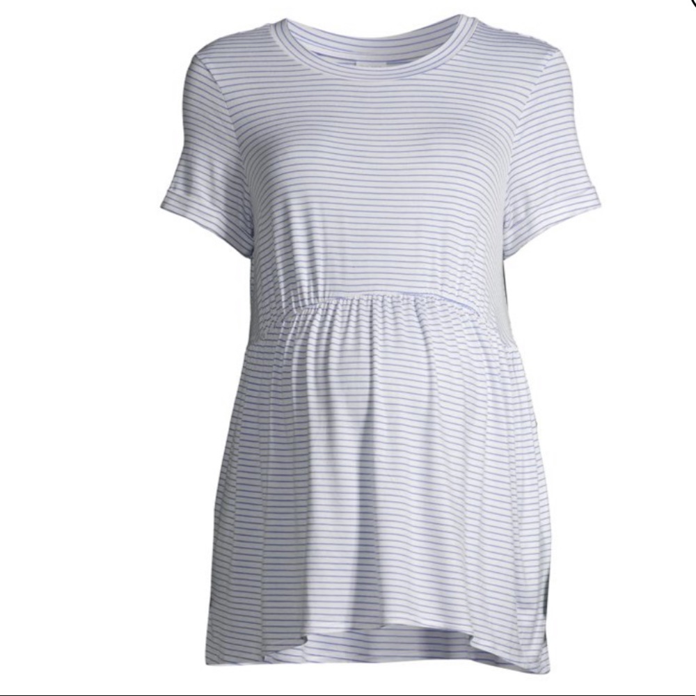 Time And Tru Blue & White Striped Maternity Babydoll Top Size XL  16-18 New NWT